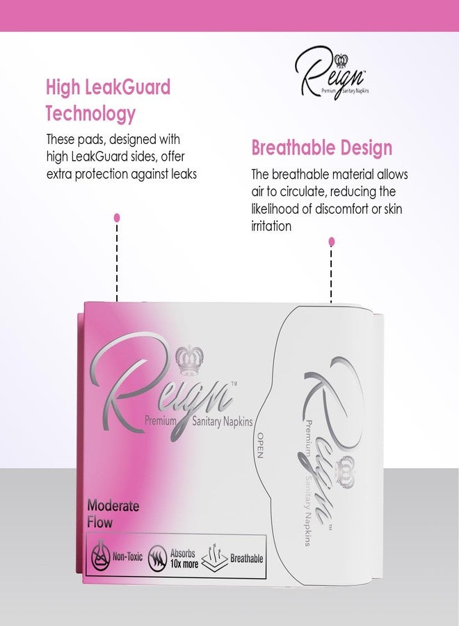 Reign Moderate Flow with Wings Sanitary Napkins for Women, Super Absorbent Pads (10 Count, 1pack) - Image 4